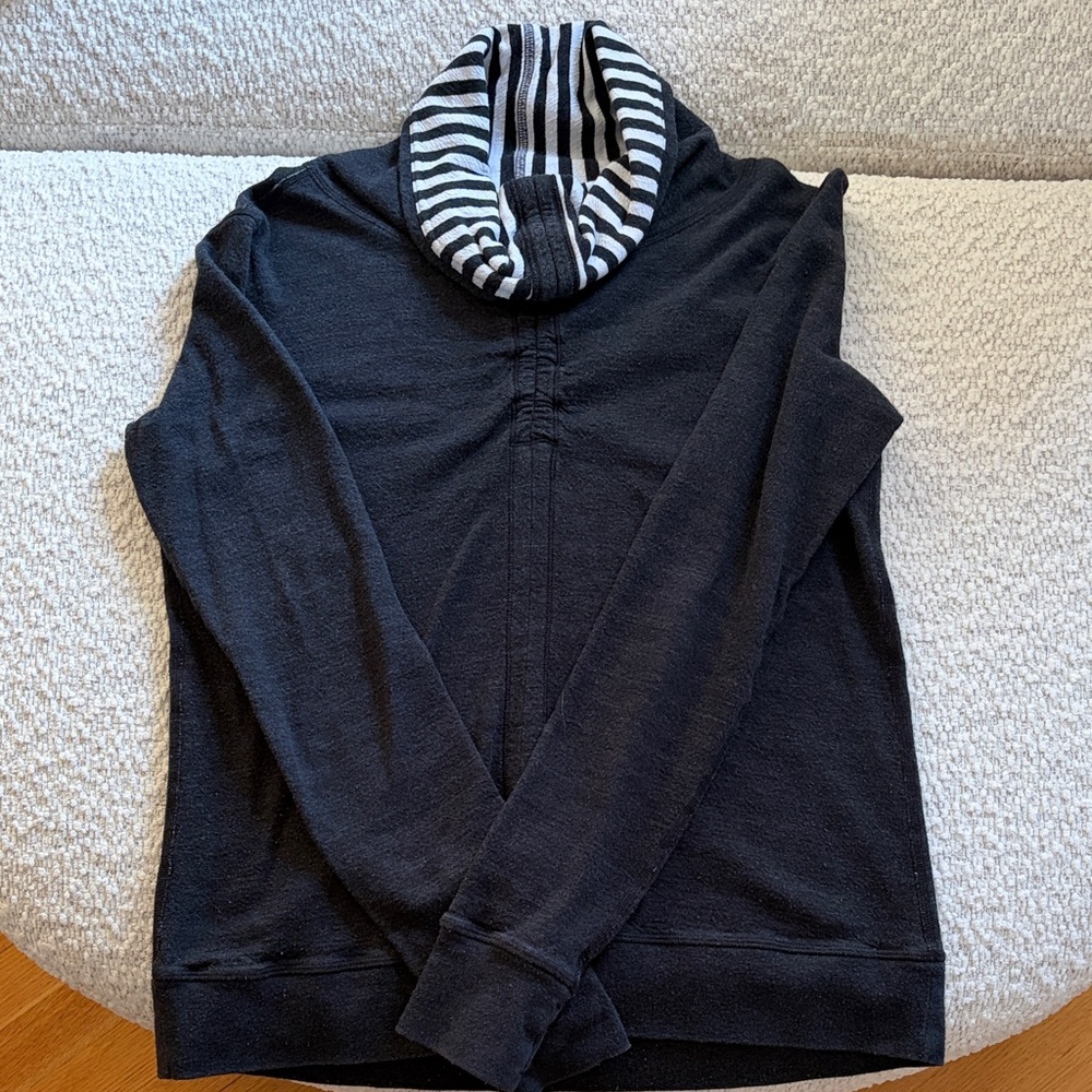 lululemon Black Turtleneck Sweatshirt with Striped Collar